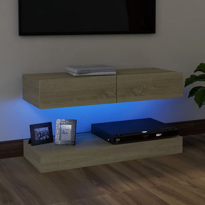 TV Cabinet with LED Lights Sonoma Oak 90x35 cm