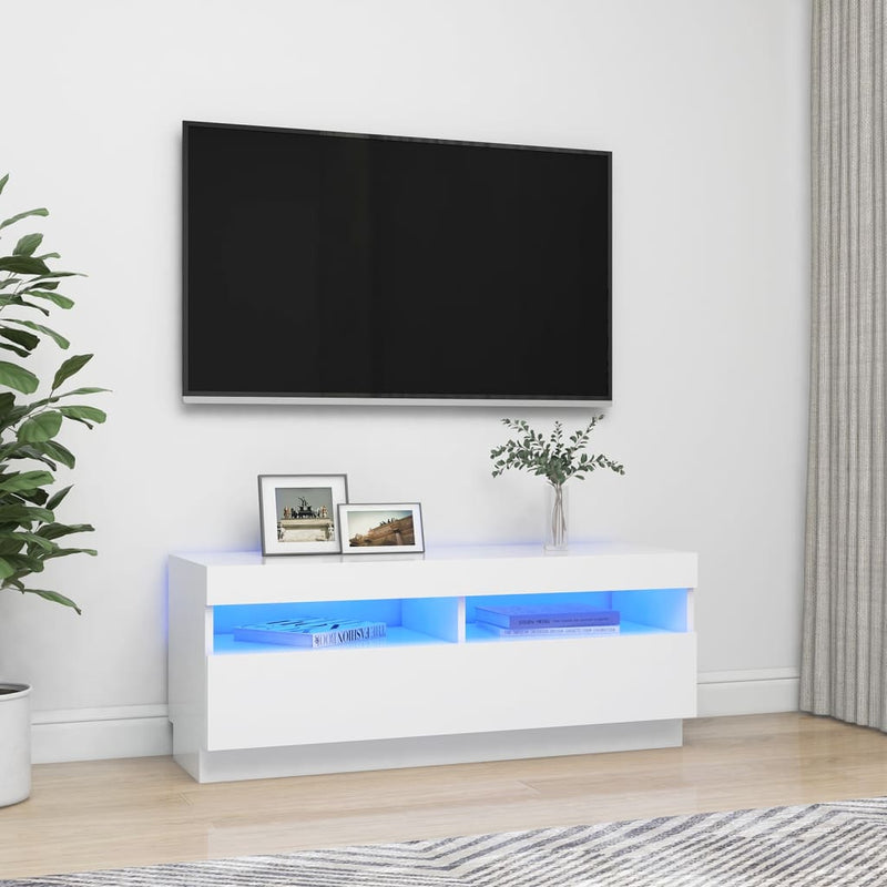 TV Cabinet with LED Lights White 100x35x40 cm Payday Deals