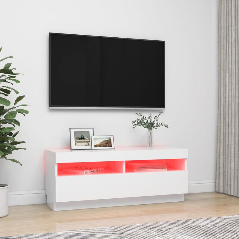 TV Cabinet with LED Lights White 100x35x40 cm Payday Deals