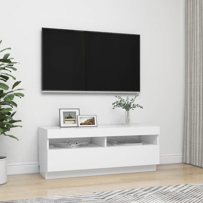 TV Cabinet with LED Lights White 100x35x40 cm Payday Deals