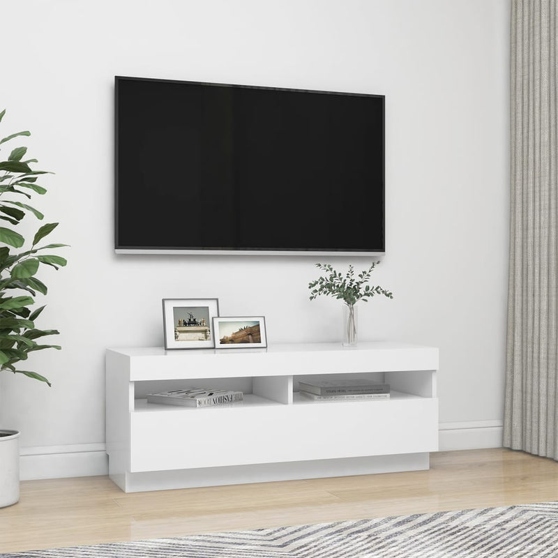 TV Cabinet with LED Lights White 100x35x40 cm Payday Deals