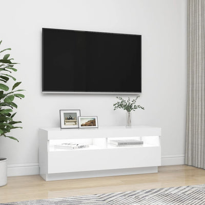 TV Cabinet with LED Lights White 100x35x40 cm Payday Deals