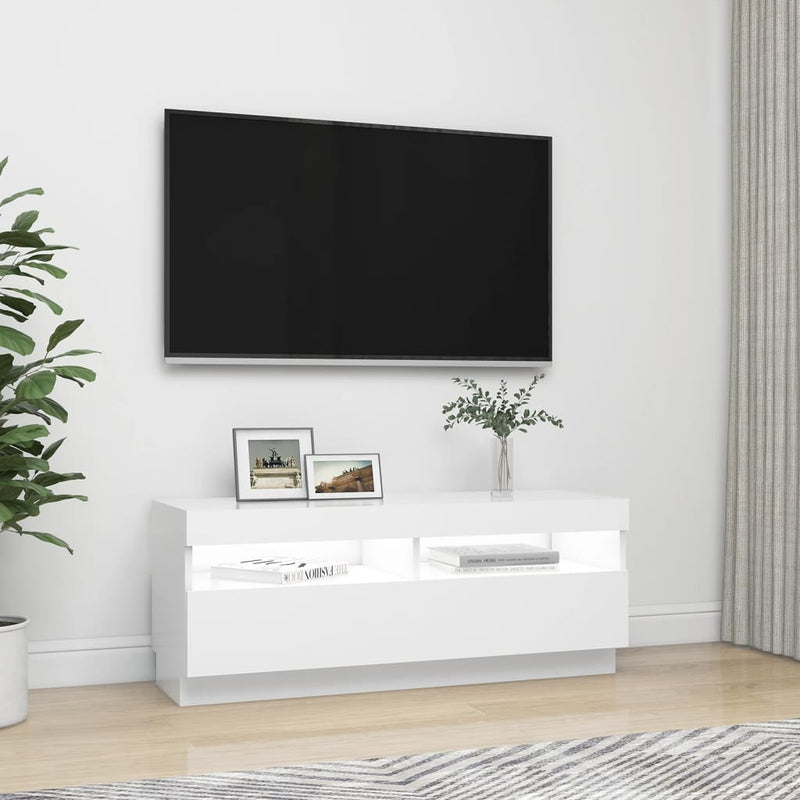 TV Cabinet with LED Lights White 100x35x40 cm Payday Deals