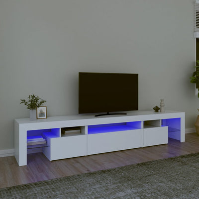 TV Cabinet with LED Lights White 215x36.5x40 cm