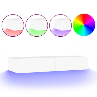 TV Cabinet with LED Lights White 90x35x15.5 cm Payday Deals