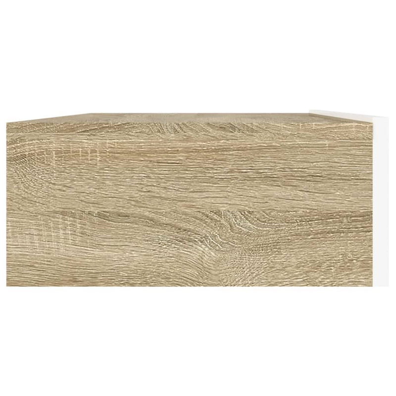 TV Cabinet with LED Lights White and Sonoma Oak 90x35x15.5 cm Payday Deals