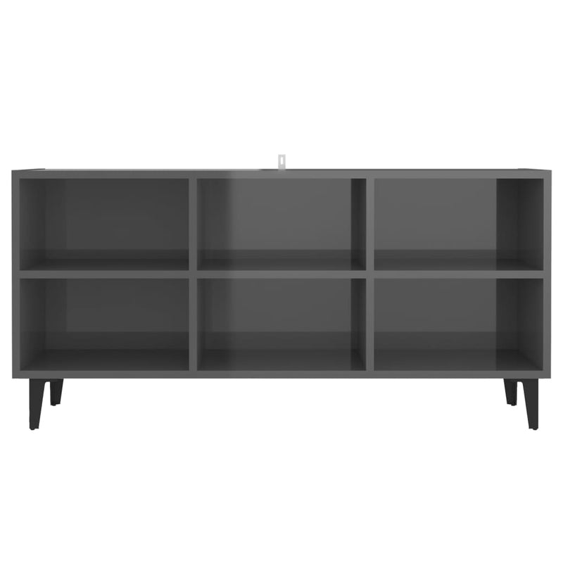 TV Cabinet with Metal Legs High Gloss Grey 103.5x30x50 cm Payday Deals