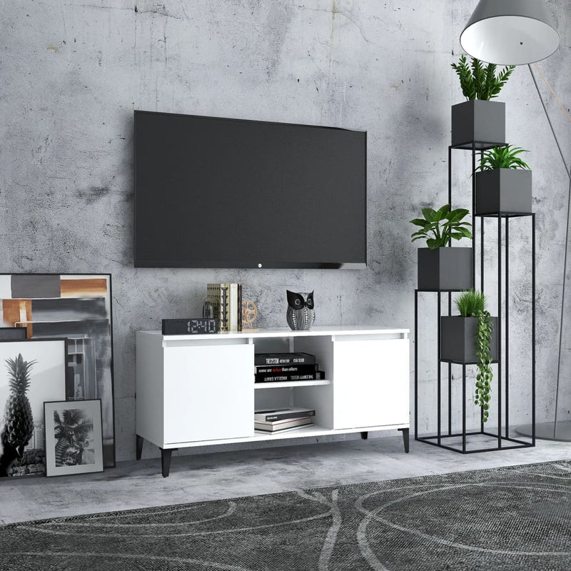 TV Cabinet with Metal Legs White 103.5x35x50 cm Payday Deals