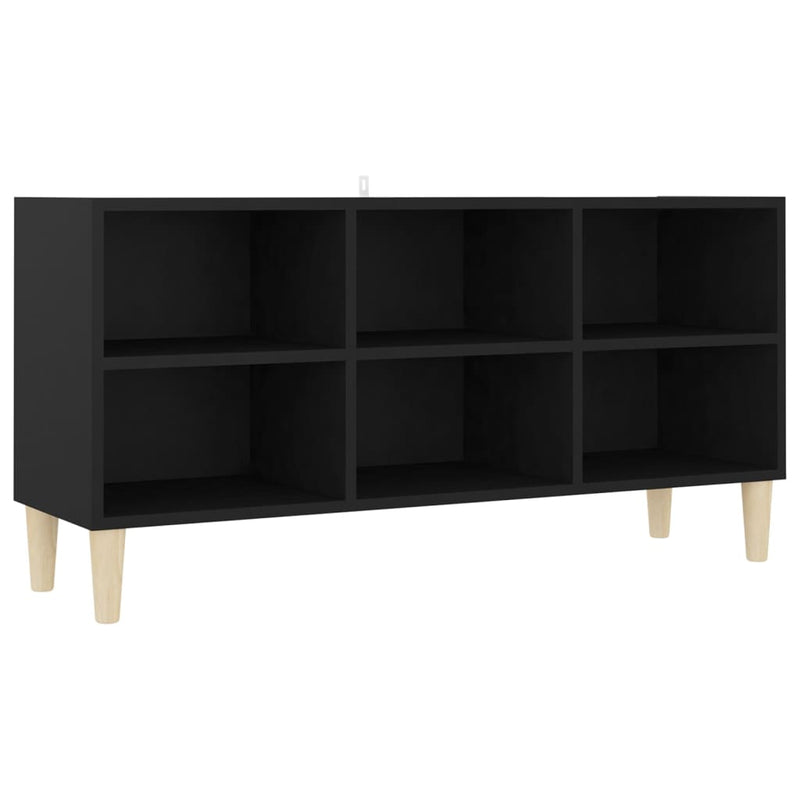 TV Cabinet with Solid Wood Legs Black 103.5x30x50 cm Payday Deals