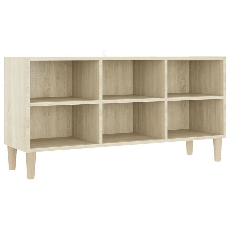TV Cabinet with Solid Wood Legs Sonoma Oak 103.5x30x50 cm Payday Deals