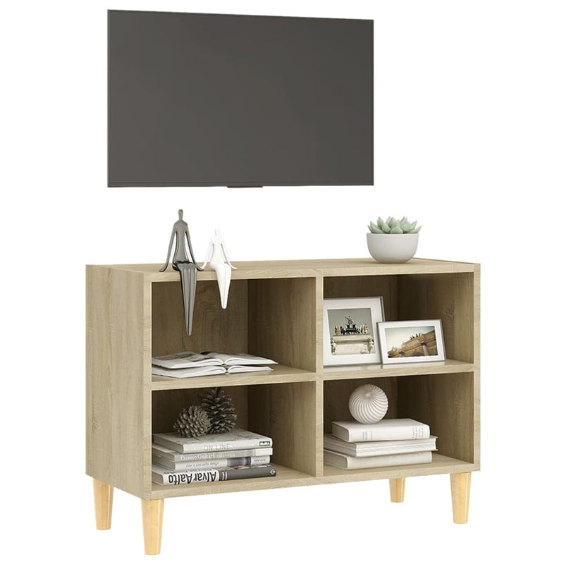 TV Cabinet with Solid Wood Legs Sonoma Oak 69.5x30x50 cm Payday Deals