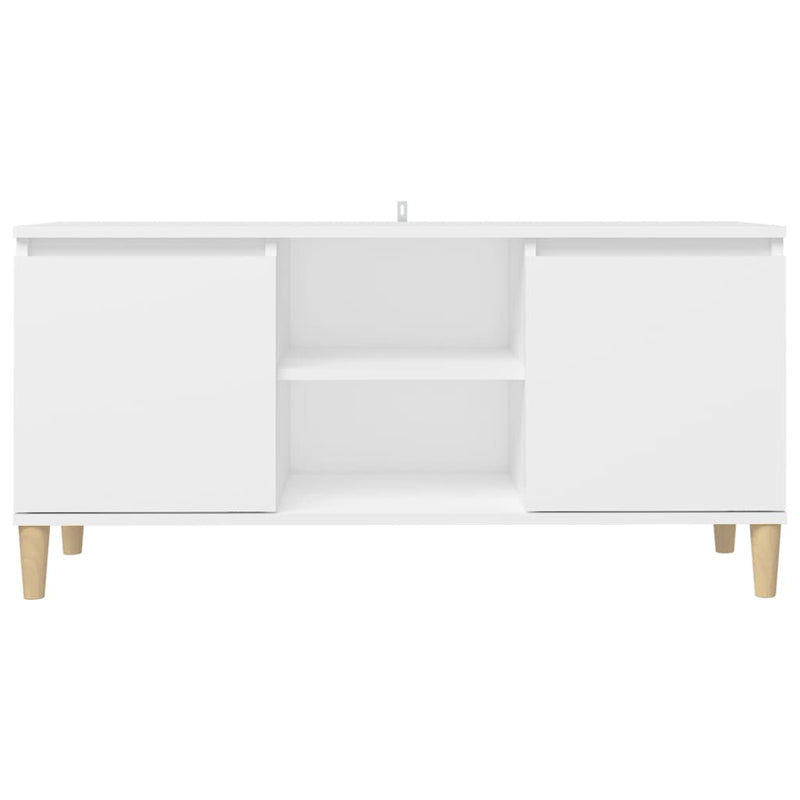 TV Cabinet with Solid Wood Legs White 103.5x35x50 cm Payday Deals