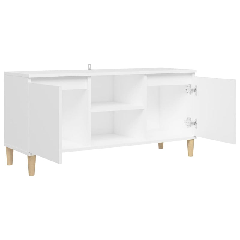 TV Cabinet with Solid Wood Legs White 103.5x35x50 cm Payday Deals