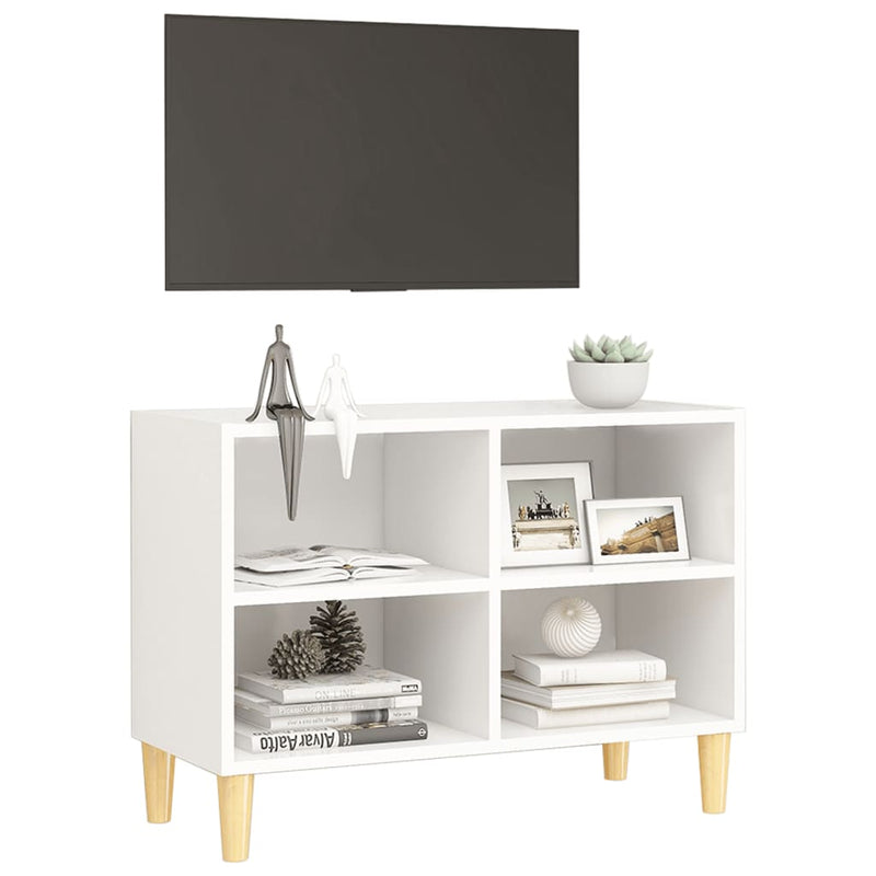 TV Cabinet with Solid Wood Legs White 69.5x30x50 cm Payday Deals