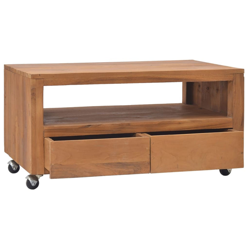 TV Cabinet with Wheels 80x50x42 cm Solid Teak Wood Payday Deals