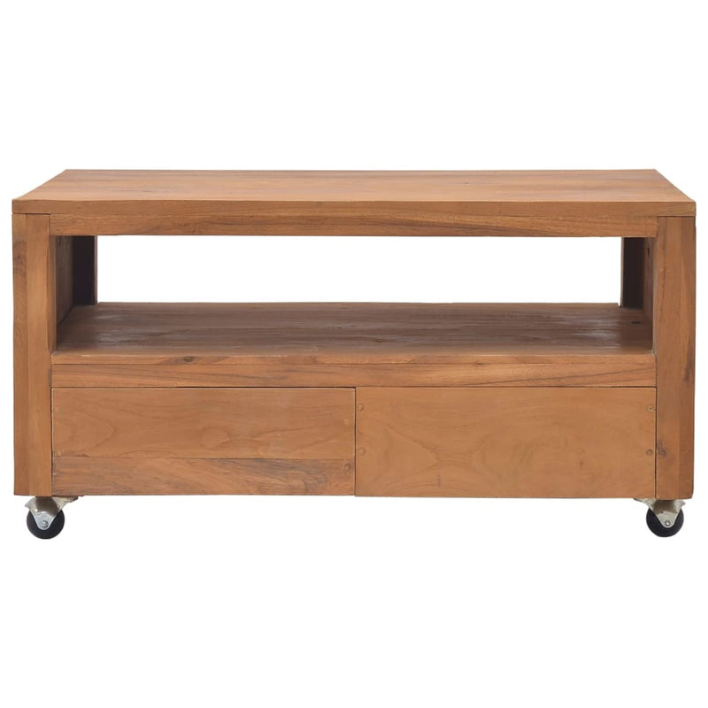 TV Cabinet with Wheels 80x50x42 cm Solid Teak Wood Payday Deals
