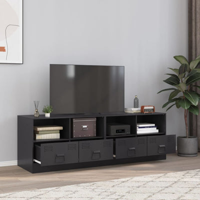 TV Cabinets 2 pcs Black 67x39x44 cm Steel