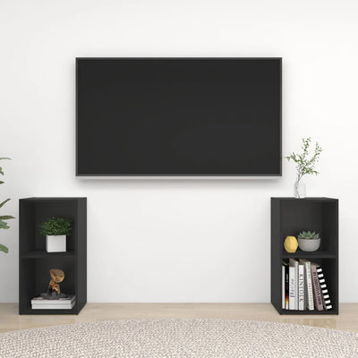 TV Cabinets 2 pcs Black 72x35x36.5 cm Engineered Wood Payday Deals