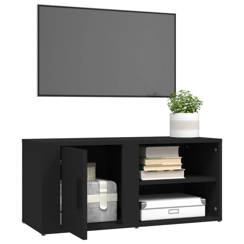 TV Cabinets 2 pcs Black 80x31.5x36 cm Engineered Wood Payday Deals