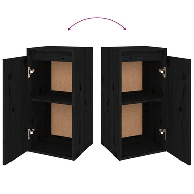 TV Cabinets 2 pcs Black Solid Wood Pine Payday Deals