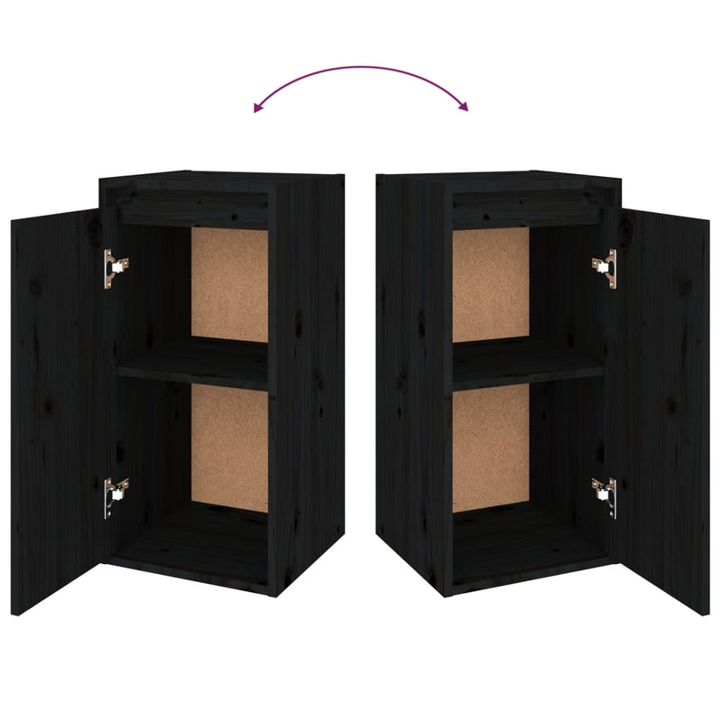 TV Cabinets 2 pcs Black Solid Wood Pine Payday Deals