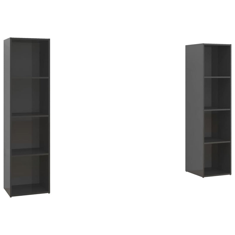 TV Cabinets 2 pcs High Gloss Grey 142.5x35x36.5 cm Engineered Wood Payday Deals