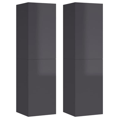 TV Cabinets 2 pcs High Gloss Grey 30.5x30x110 cm Engineered Wood Payday Deals