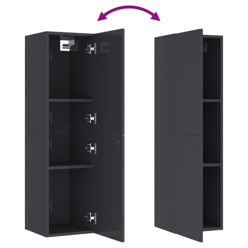 TV Cabinets 2 pcs High Gloss Grey 30.5x30x110 cm Engineered Wood Payday Deals