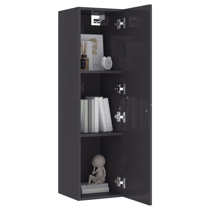 TV Cabinets 2 pcs High Gloss Grey 30.5x30x110 cm Engineered Wood Payday Deals