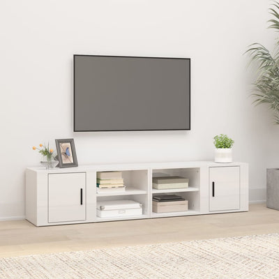 TV Cabinets 2 pcs High Gloss White 80x31.5x36 cm Engineered Wood Payday Deals