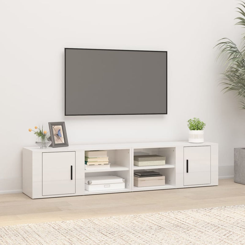 TV Cabinets 2 pcs High Gloss White 80x31.5x36 cm Engineered Wood Payday Deals