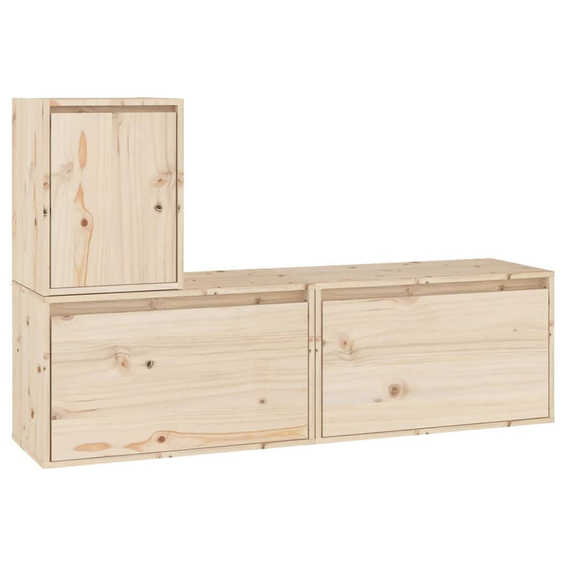 TV Cabinets 3 pcs Solid Wood Pine Payday Deals