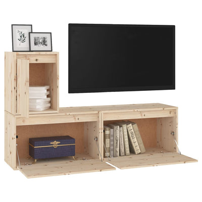 TV Cabinets 3 pcs Solid Wood Pine Payday Deals