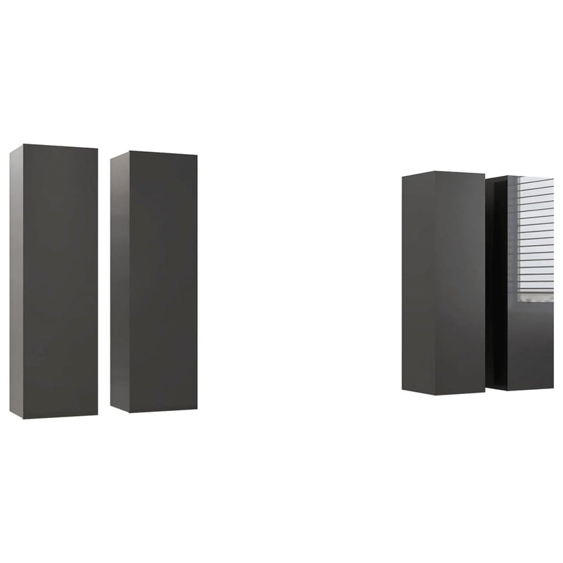 TV Cabinets 4 pcs High Gloss Grey 30.5x30x110 cm Engineered Wood Payday Deals