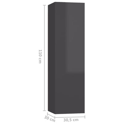 TV Cabinets 4 pcs High Gloss Grey 30.5x30x110 cm Engineered Wood Payday Deals