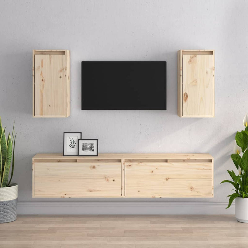 TV Cabinets 4 pcs Solid Wood Pine Payday Deals