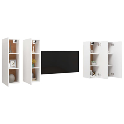 TV Cabinets 4 pcs White 30.5x30x90 cm Engineered Wood Payday Deals