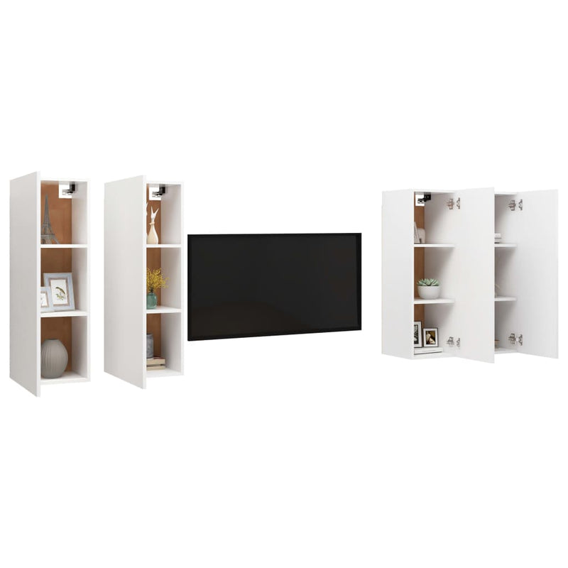 TV Cabinets 4 pcs White 30.5x30x90 cm Engineered Wood Payday Deals