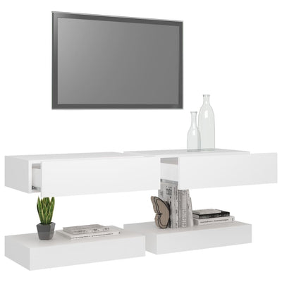 TV Cabinets with LED Lights 2 pcs White 60x35 cm Payday Deals