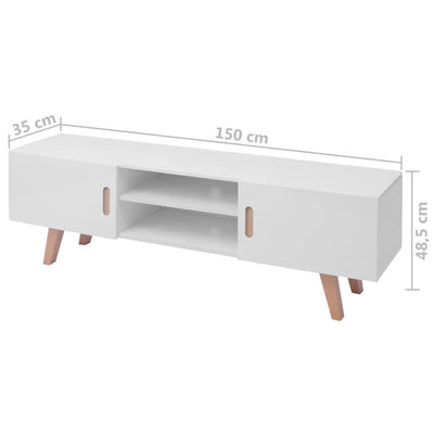 TV Stand MDF 150x35x48.5 cm High Gloss White Payday Deals