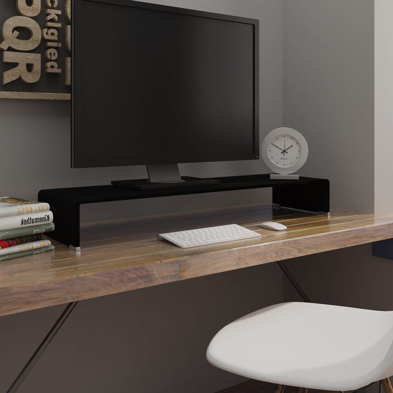 TV Stand/Monitor Riser Glass Black 100x30x13 cm Payday Deals