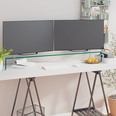 TV Stand/Monitor Riser Glass Clear 120x30x13 cm Payday Deals