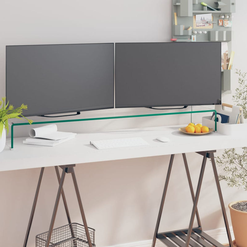 TV Stand/Monitor Riser Glass Clear 120x30x13 cm Payday Deals