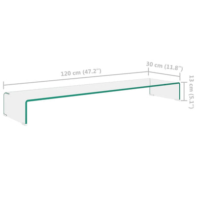 TV Stand/Monitor Riser Glass Clear 120x30x13 cm Payday Deals