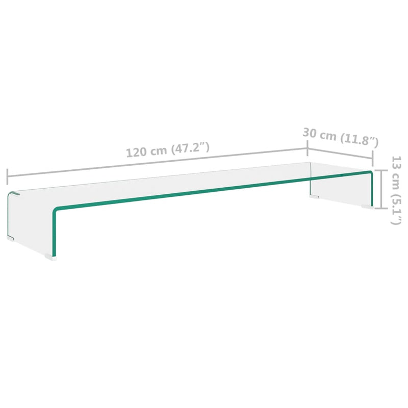 TV Stand/Monitor Riser Glass Clear 120x30x13 cm Payday Deals