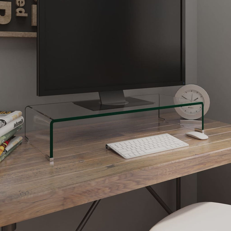 TV Stand/Monitor Riser Glass Clear 70x30x13 cm Payday Deals