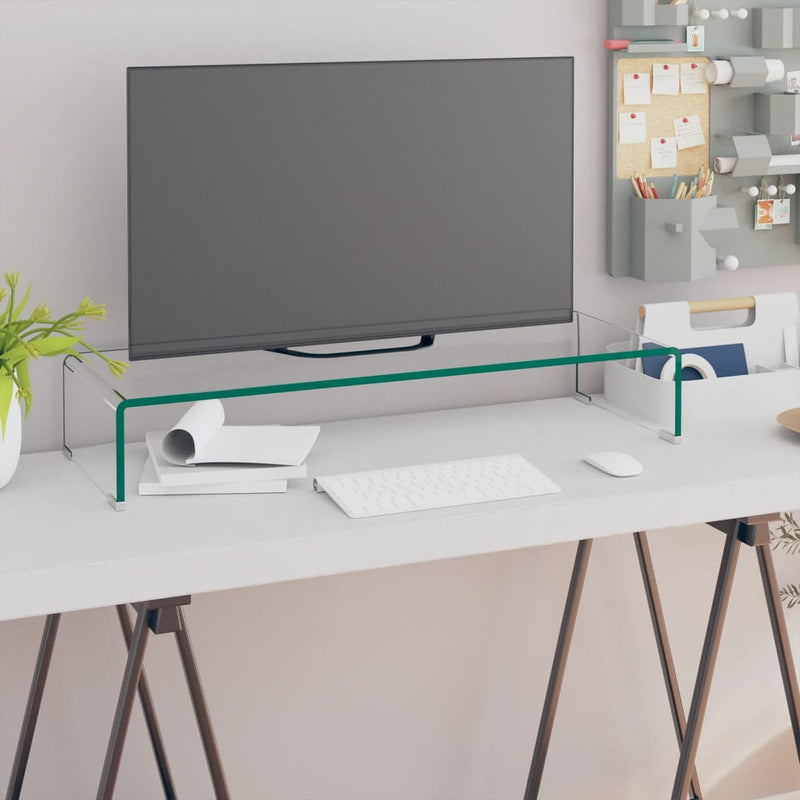 TV Stand/Monitor Riser Glass Clear 80x30x13 cm Payday Deals
