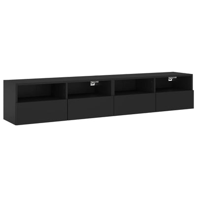TV Wall Cabinets 2 pcs Black 80x30x30 cm Engineered Wood Payday Deals