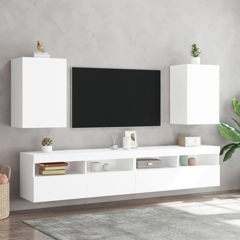 TV Wall Cabinets 2 pcs White 40.5x30x60 cm Engineered Wood Payday Deals
