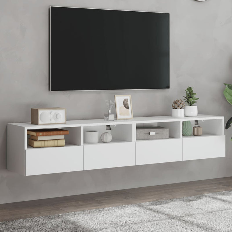 TV Wall Cabinets 2 pcs White 80x30x30 cm Engineered Wood Payday Deals